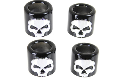 Pushrod Cover Cup Set Black with Chrome Skull Design