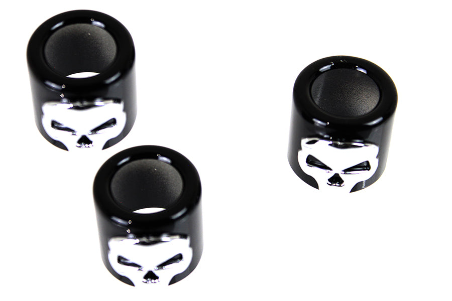 Pushrod Cover Cup Set Black with Chrome Skull Design