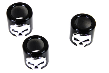 Pushrod Cover Cup Set Black with Chrome Skull Design
