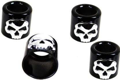 Pushrod Cover Cup Set Black with Chrome Skull Design