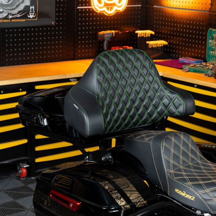 HOGWORKZ® Green Stitched Chopped Tour Pack Backrest Pad