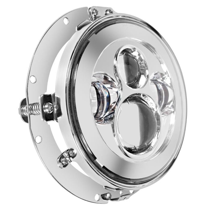 Chrome Mounting Bracket & Ring for 7" LED Harley Headlights with headlight