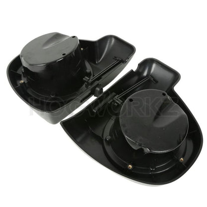 Color Matched Harley® Lower Vented Fairing 6.5" Custom Speaker Pod Mounts from HOGWORKZ inside