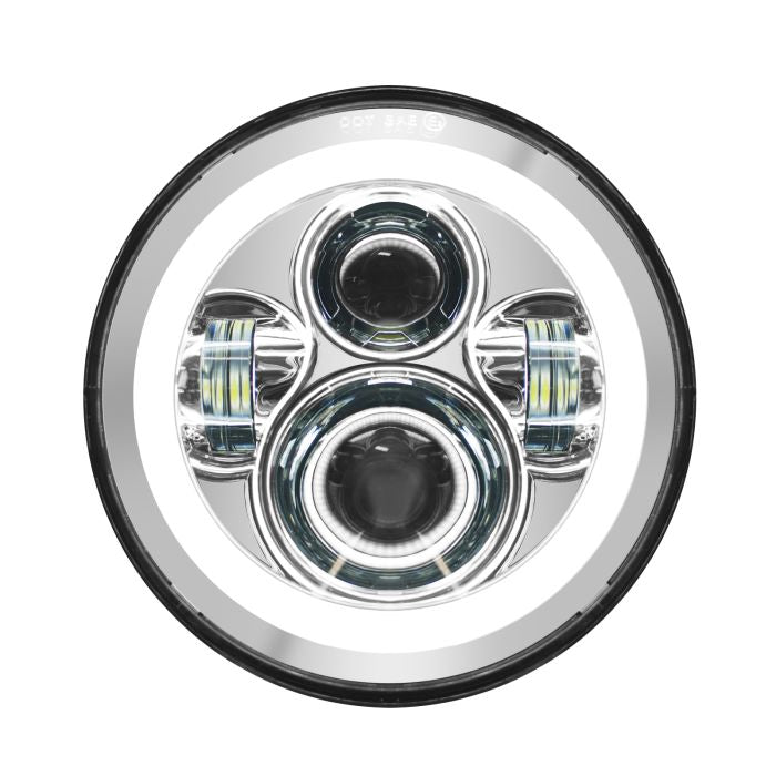 7" LED Chrome HALOMAKER® Headlight for Harley® Touring & Softail