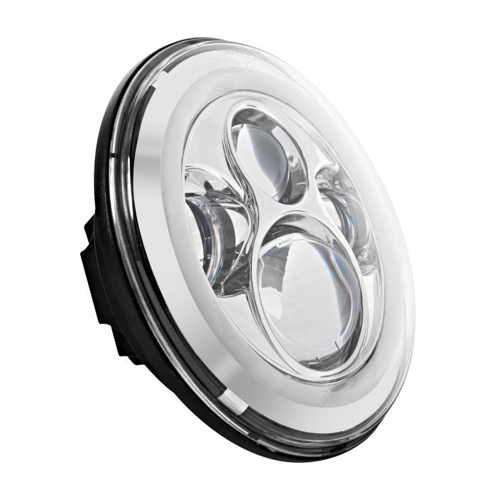 7" LED Chrome HALOMAKER® Headlight from HOGWORKZ for Harley® Touring motorcycles angle