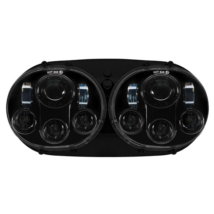 Harley® Road Glide '98-'13 Dual LED Blackout Headlight from HOGWORKZ® front