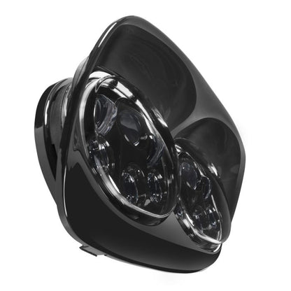 Harley® Road Glide '98-'13 Dual LED Blackout Headlight from HOGWORKZ® angle with bezel