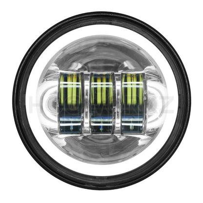 Chrome 4.5" LED HALOMAKER® Auxiliary Passing Lamps for Harley® Touring from hogworkz close up