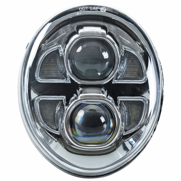 Harley® Breakout LED Chrome Headlight from HOGWORKZ front view