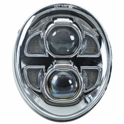Harley® Breakout LED Chrome Headlight from HOGWORKZ front view