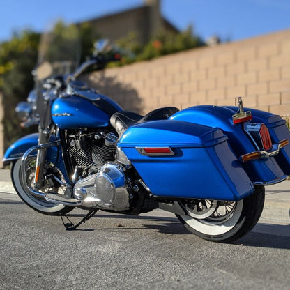 Electric Blue Standard Saddlebag Conversion Kit w/ Chrome Hardware for Harley® Softail '84-'17