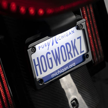 Black LED Low Profile License Plate Frame for Harley-Davidson® Motorcycles from HOGWORKZ on harley
