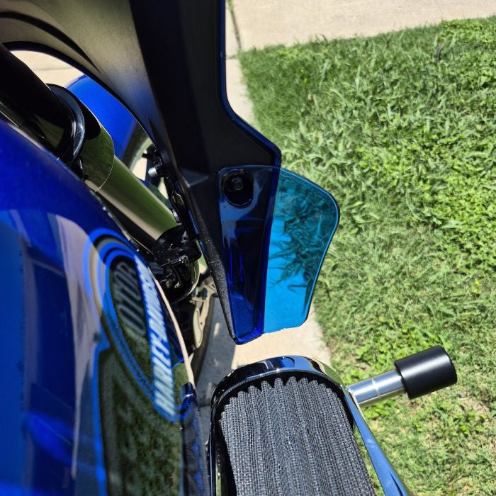 low rider st fairing wind deflectors in blue on bike