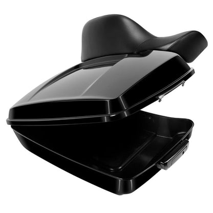 Color Match Harley Touring Chopped Tour Pack with Full Backrest and Black Hardware from HOGWORKZ open