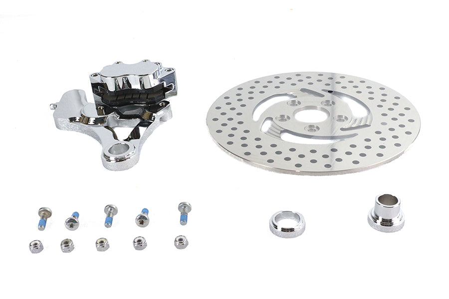 Chrome Rear 4 Piston Caliper and 11-1/2 Disc Kit