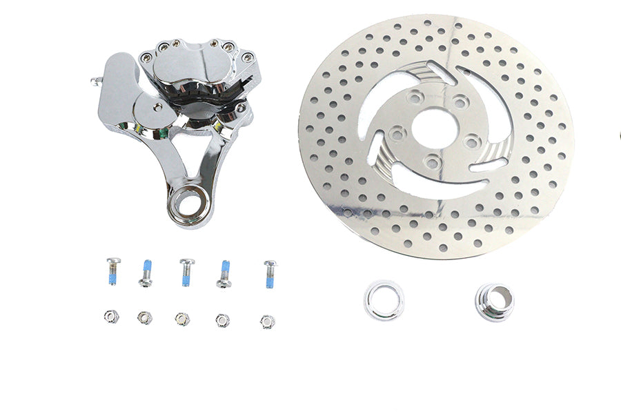 Chrome Rear 4 Piston Caliper and 11-1/2 Disc Kit