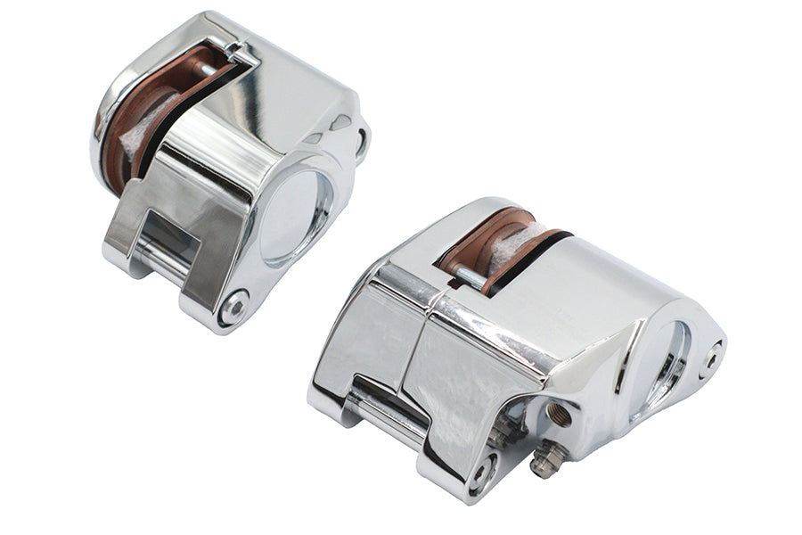 Chrome 1-Piston Front Brake Caliper Set