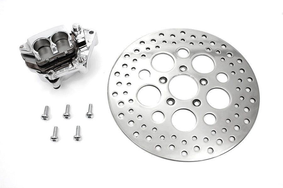 Chrome Front 4 Piston Caliper and 11-1/2 Disc Kit