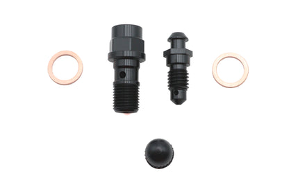 Front Caliper Banjo Bolt and Bleeder Kit Black