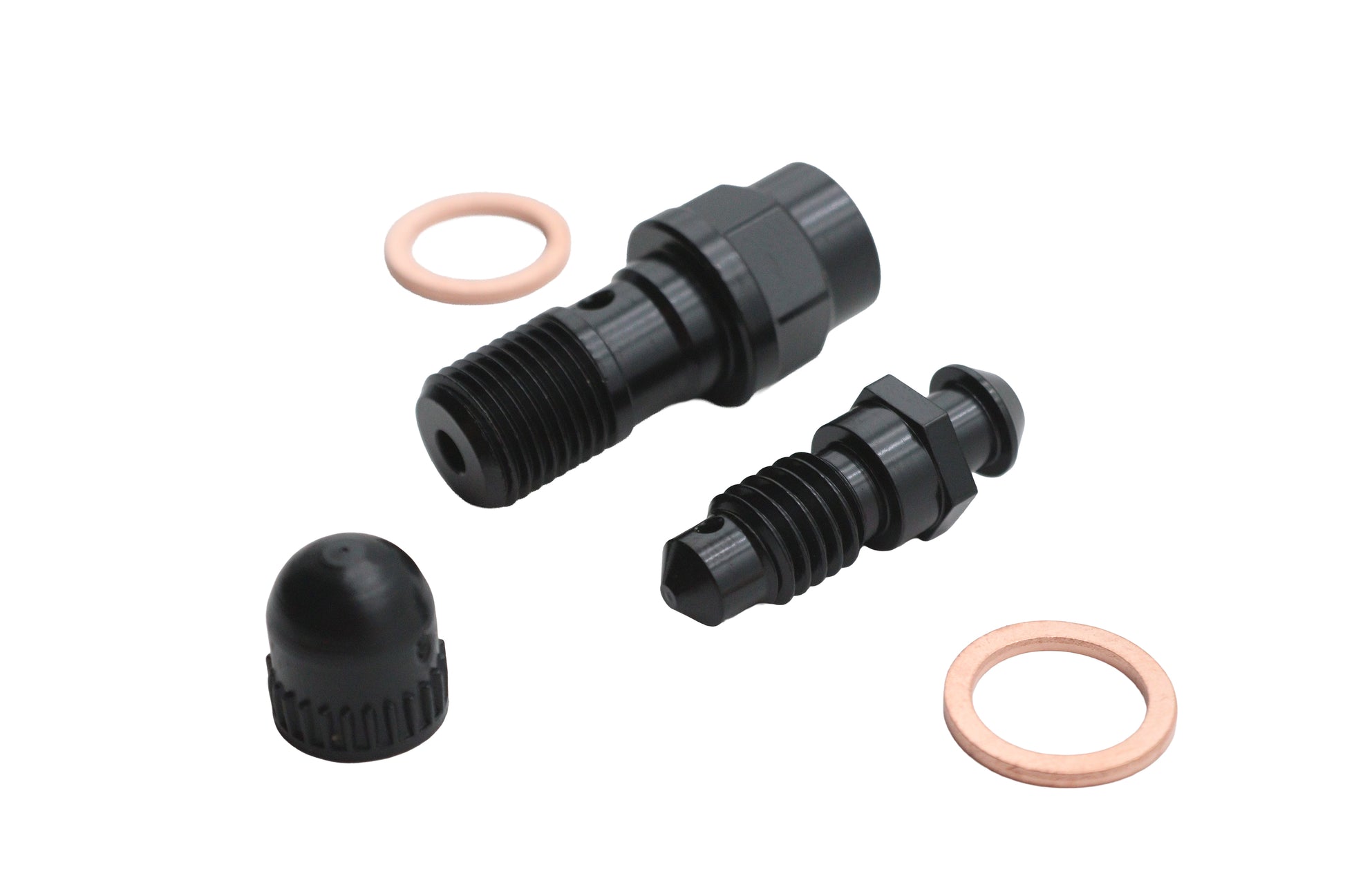Front Caliper Banjo Bolt and Bleeder Kit Black