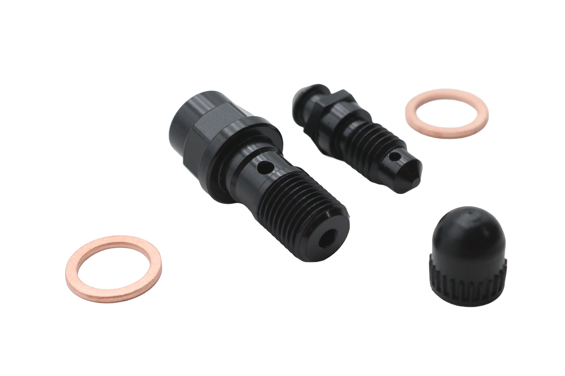Front Caliper Banjo Bolt and Bleeder Kit Black