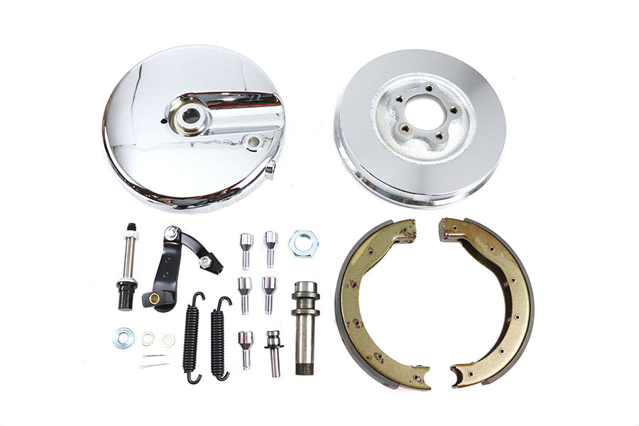Front Brake Backing Plate Kit Left Side Satin Chrome