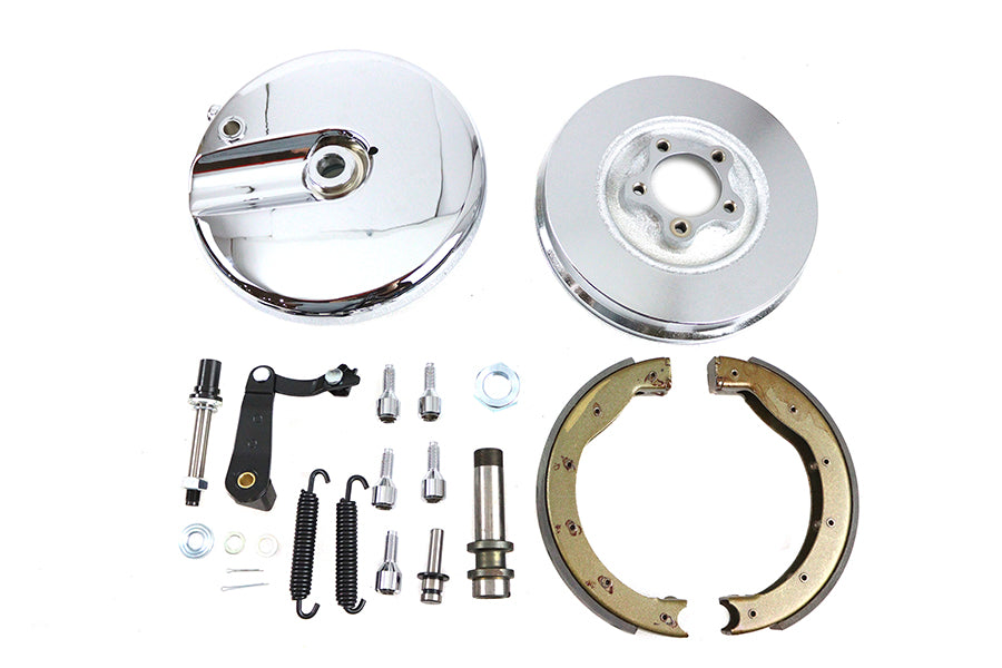 Front Brake Backing Plate Kit Left Side Satin Chrome