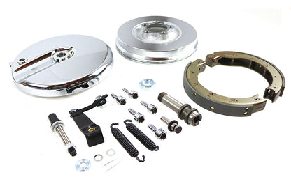 Front Brake Backing Plate Kit Left Side Satin Chrome