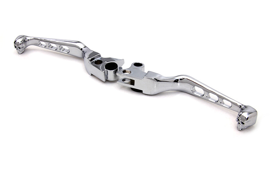 Chrome Contour Drilled Hand Lever Set with Skull Ends