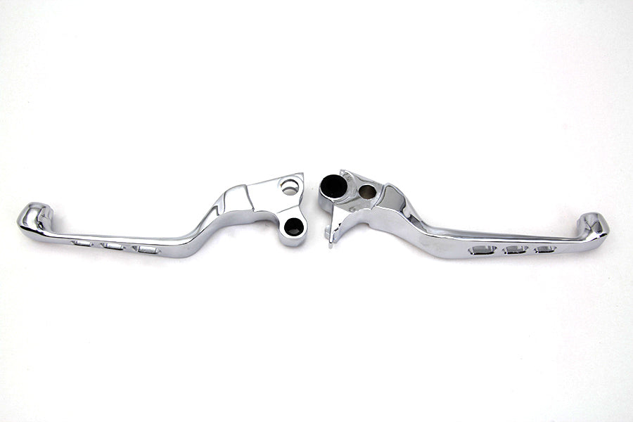 Chrome Contour Drilled Hand Lever Set with Skull Ends