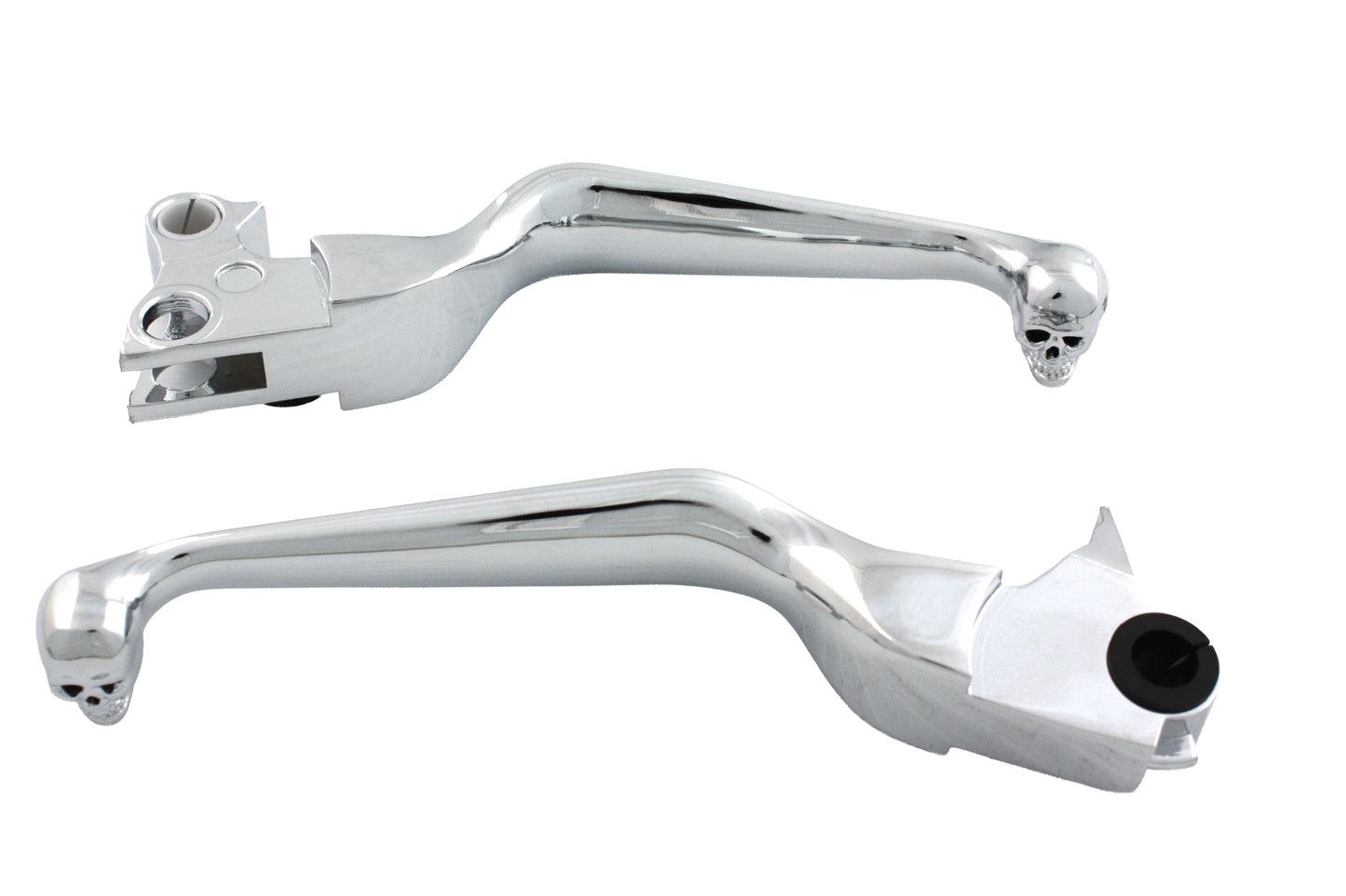 Chrome Contour Hand Lever Set with Skull Ends
