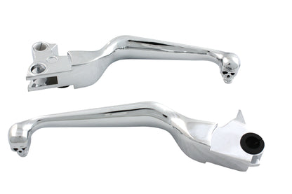 Chrome Contour Hand Lever Set with Skull Ends