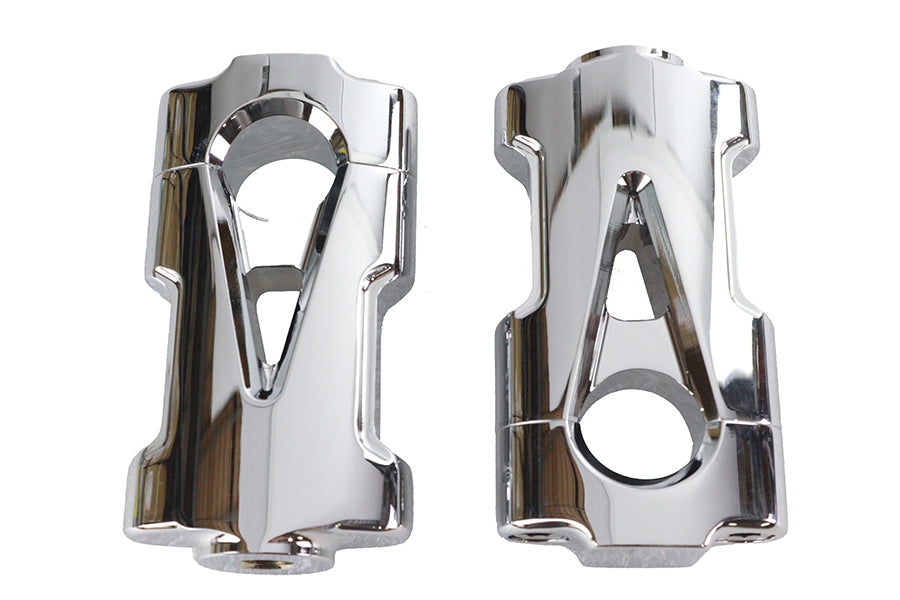 V-Fire Chrome Flat Handlebar Riser Set with Contrast Cut