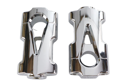 V-Fire Chrome Flat Handlebar Riser Set with Contrast Cut