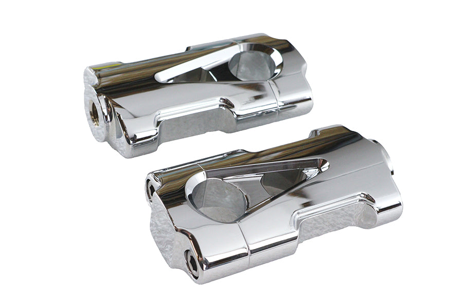 V-Fire Chrome Flat Handlebar Riser Set with Contrast Cut
