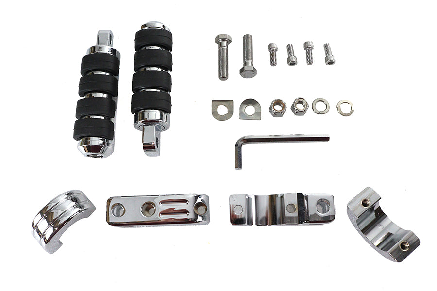 Chrome Engine Bar Footpeg Mount Kit with Footpegs