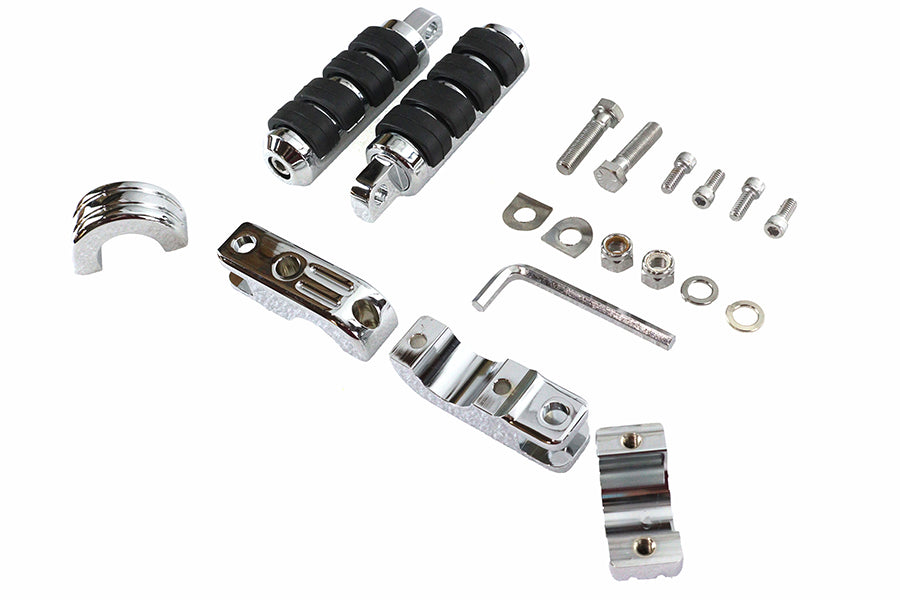 Chrome Engine Bar Footpeg Mount Kit with Footpegs