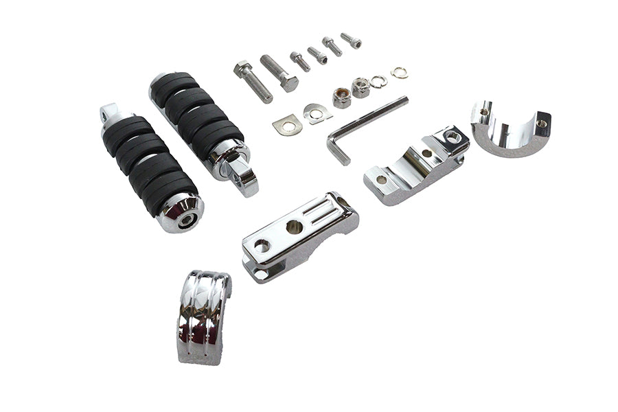 Chrome Engine Bar Footpeg Mount Kit with Footpegs