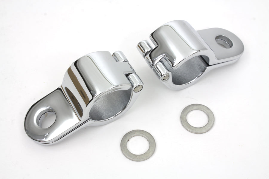 Chrome 1-1/8 Footpeg Mount Clamp Set