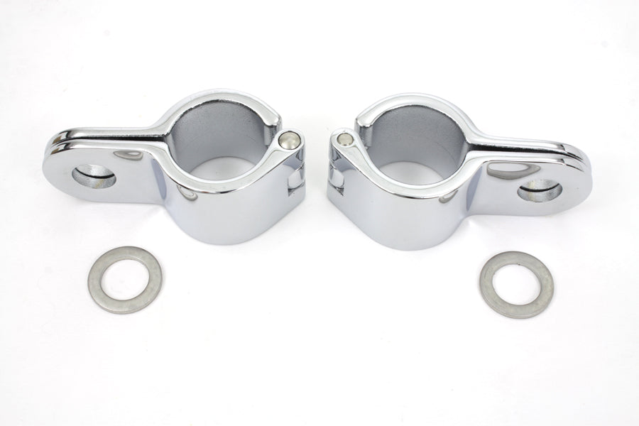 Chrome 1-1/8 Footpeg Mount Clamp Set