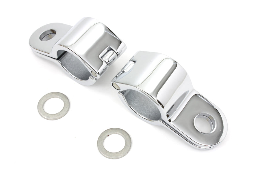 Chrome 1-1/8 Footpeg Mount Clamp Set