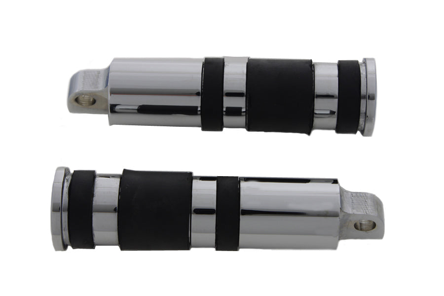 Chrome Banded Skull End Footpeg Set