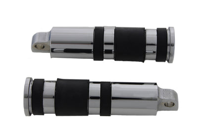 Chrome Banded Skull End Footpeg Set