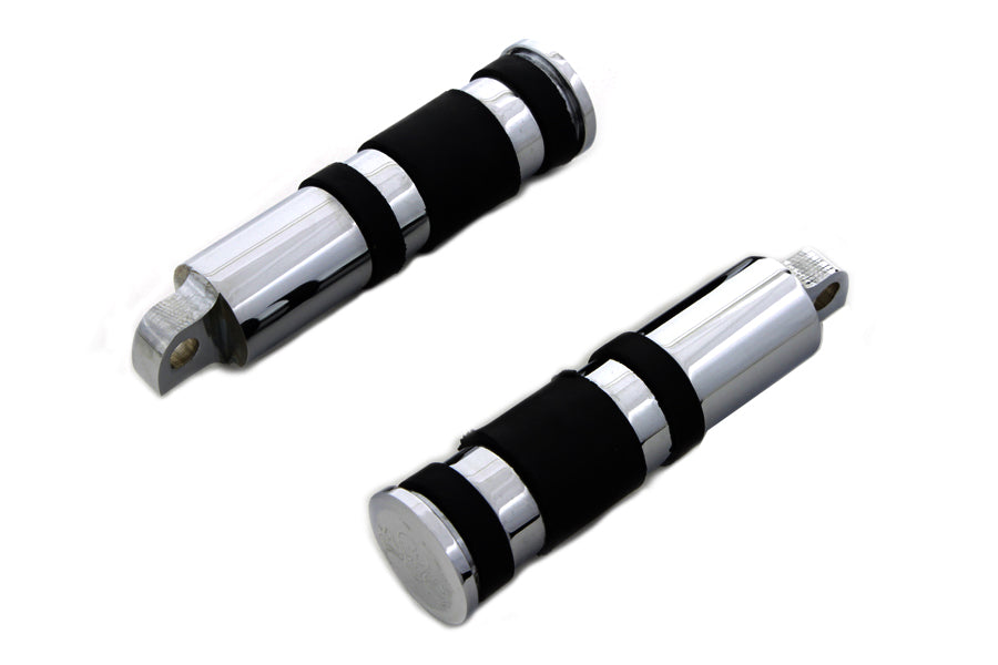 Chrome Banded Skull End Footpeg Set