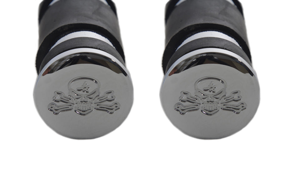 Chrome Banded Skull End Footpeg Set