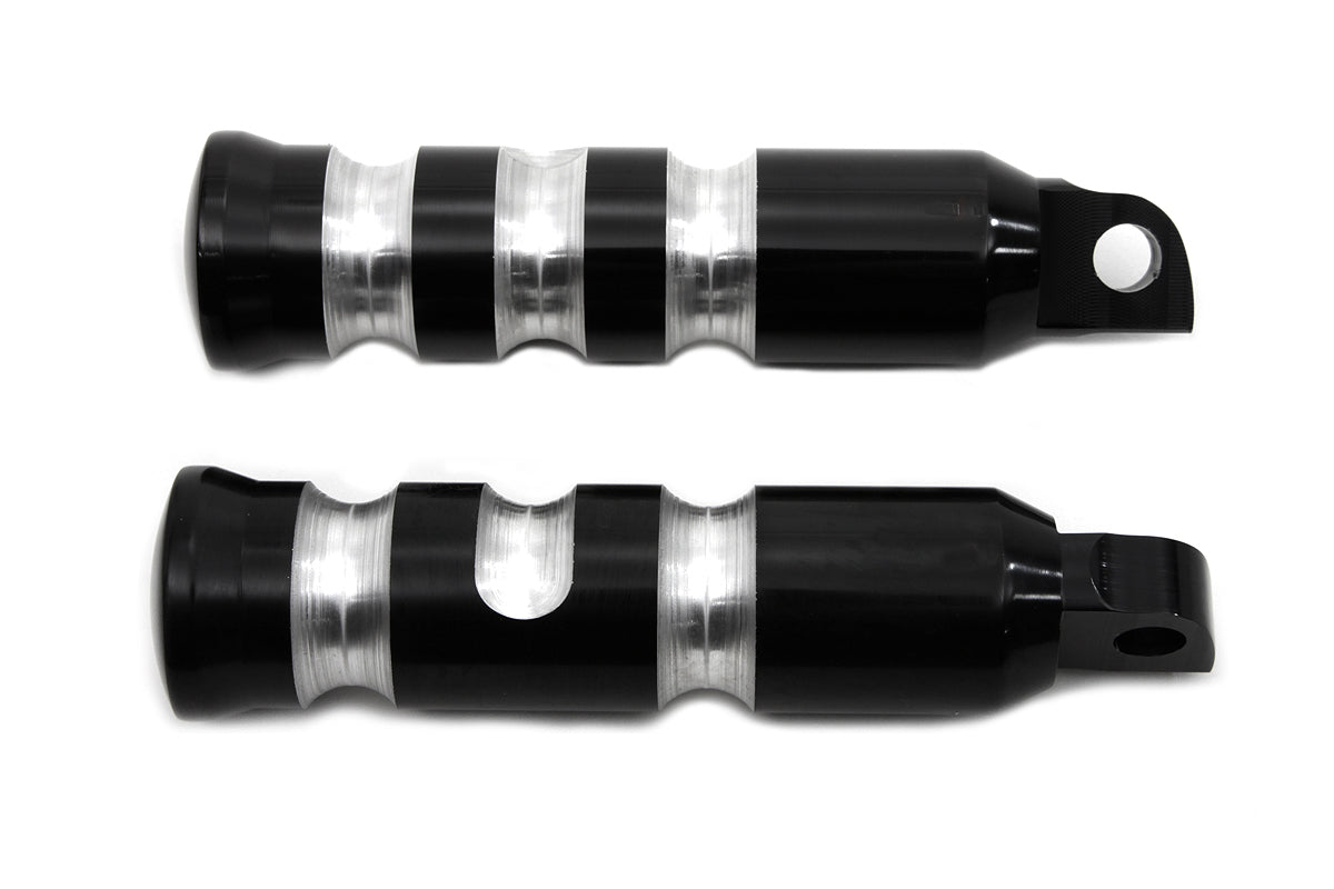 Black Contour Grooved Footpeg Set