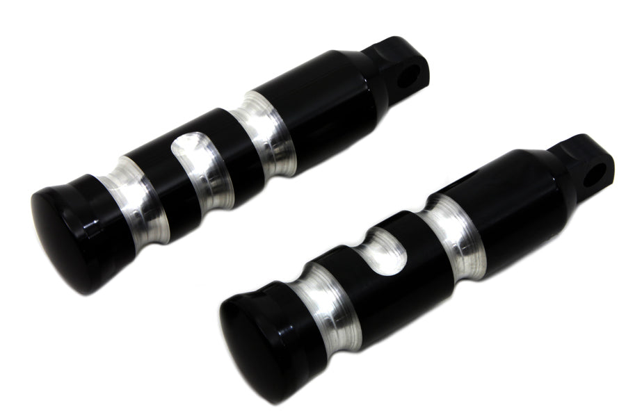 Black Contour Grooved Footpeg Set