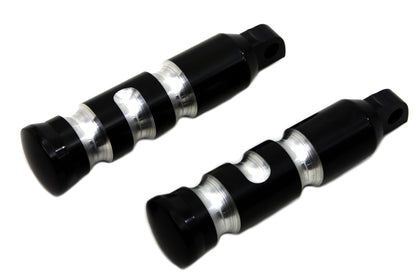 Black Contour Grooved Footpeg Set
