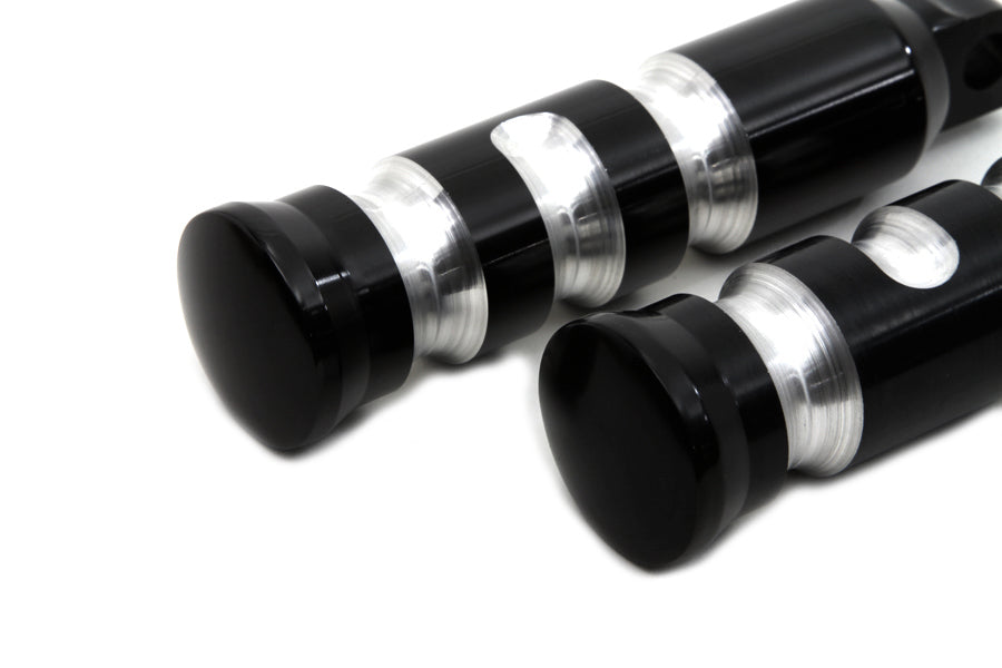Black Contour Grooved Footpeg Set