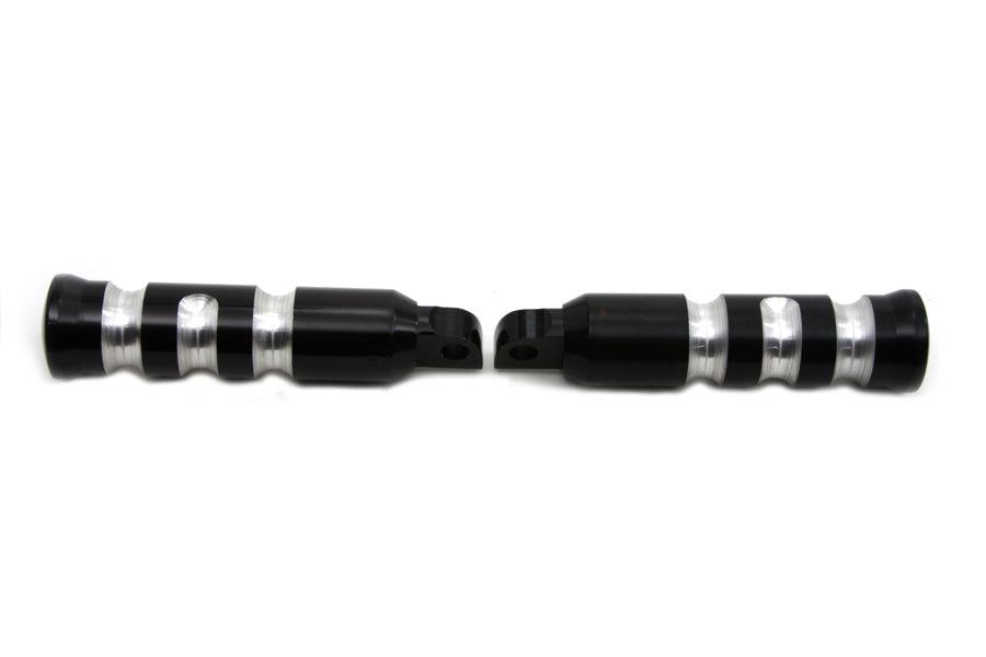 Black Contour Grooved Footpeg Set